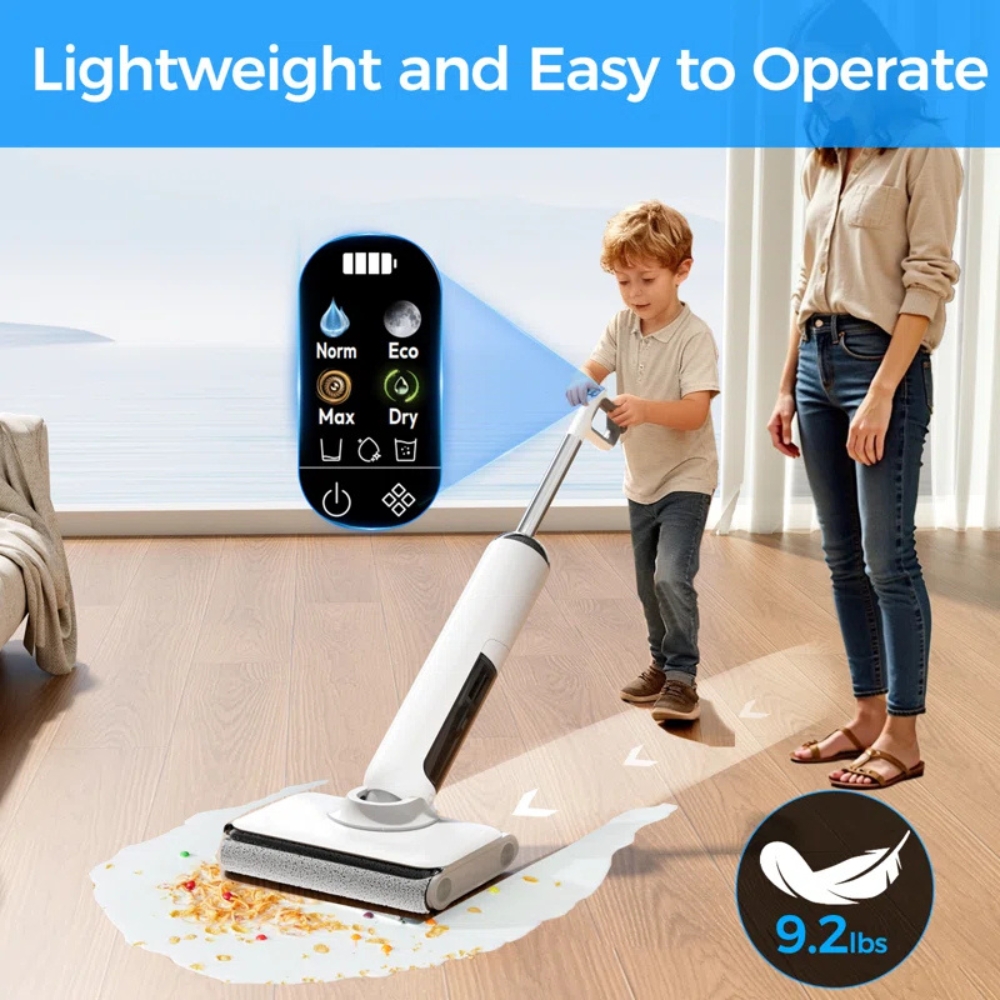 all in one vacuum mop with self cleaning roller and powerful suction