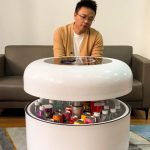multi functional smart table with fridge speaker and charging features