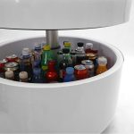 coffee table with beverage cooler and touchscreen control panel