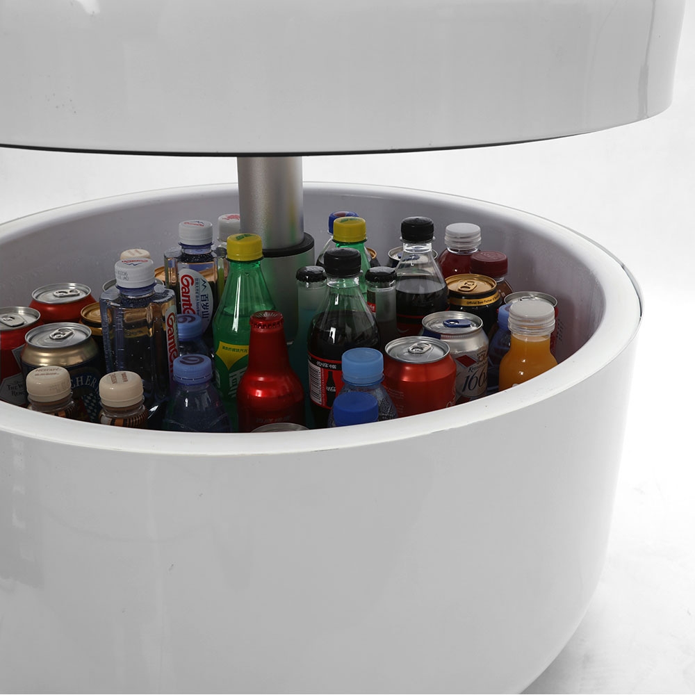 coffee table with beverage cooler and touchscreen control panel