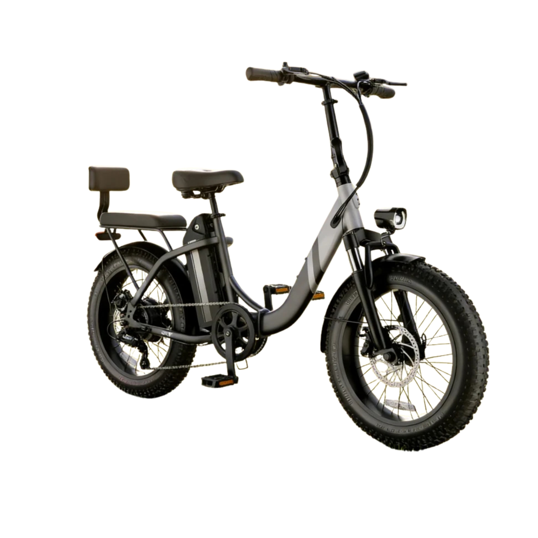 Side profile of the Urban Utility L20 Foldable Electric Bike in black with fat tires.