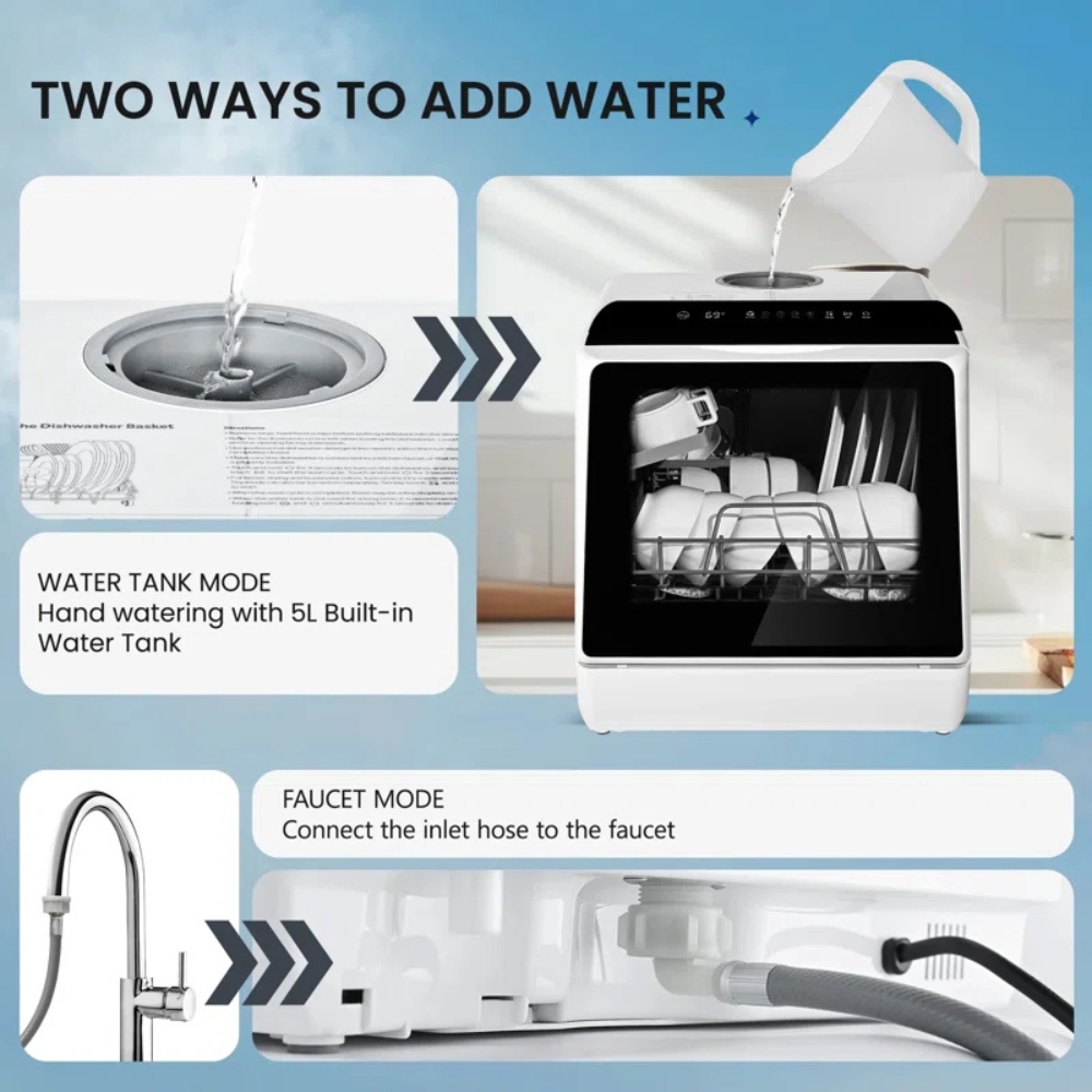 Interior partition and rack layout for Apex Compact Dishwasher